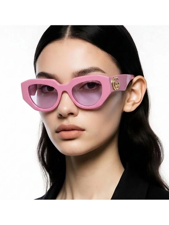 New Authentic ✨ Authentic Gucci GG1421S 004 Sunglasses – Pink Geometric Cat-Eye main image 4